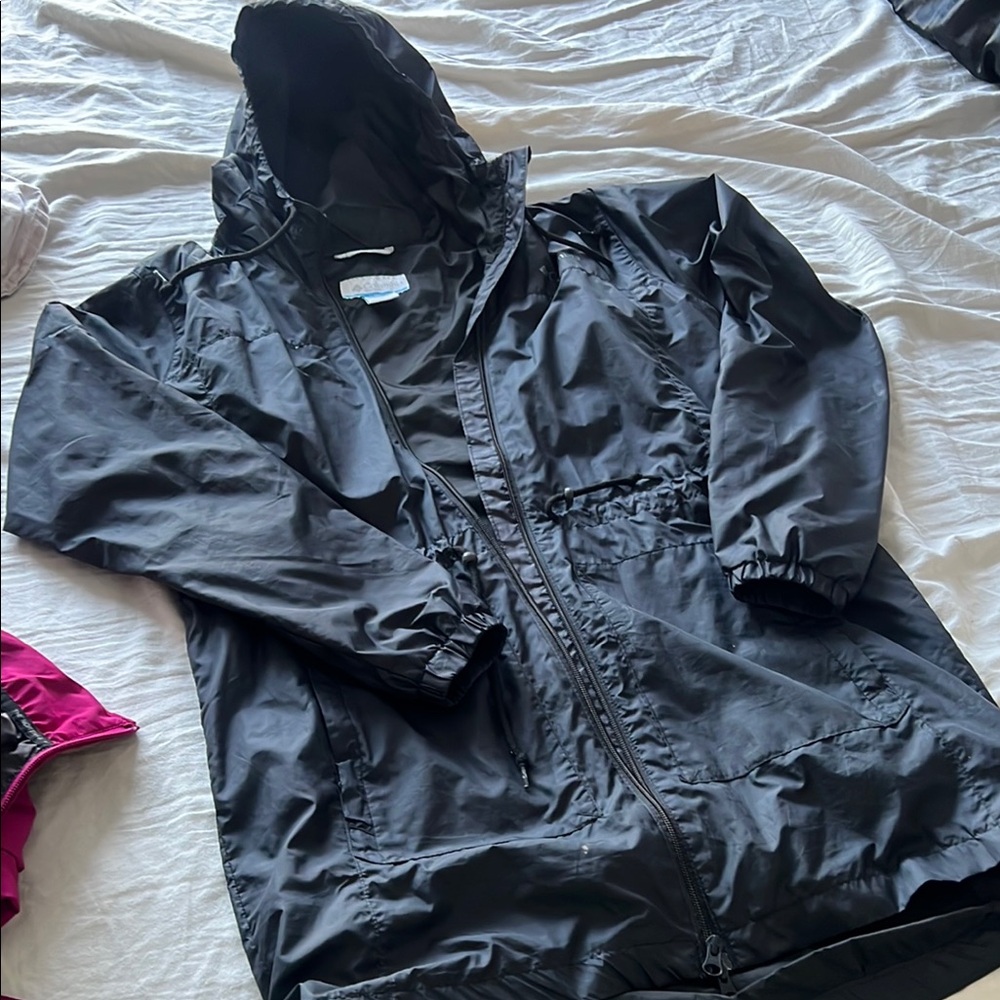 Black Hooded Windbreaker Jacket